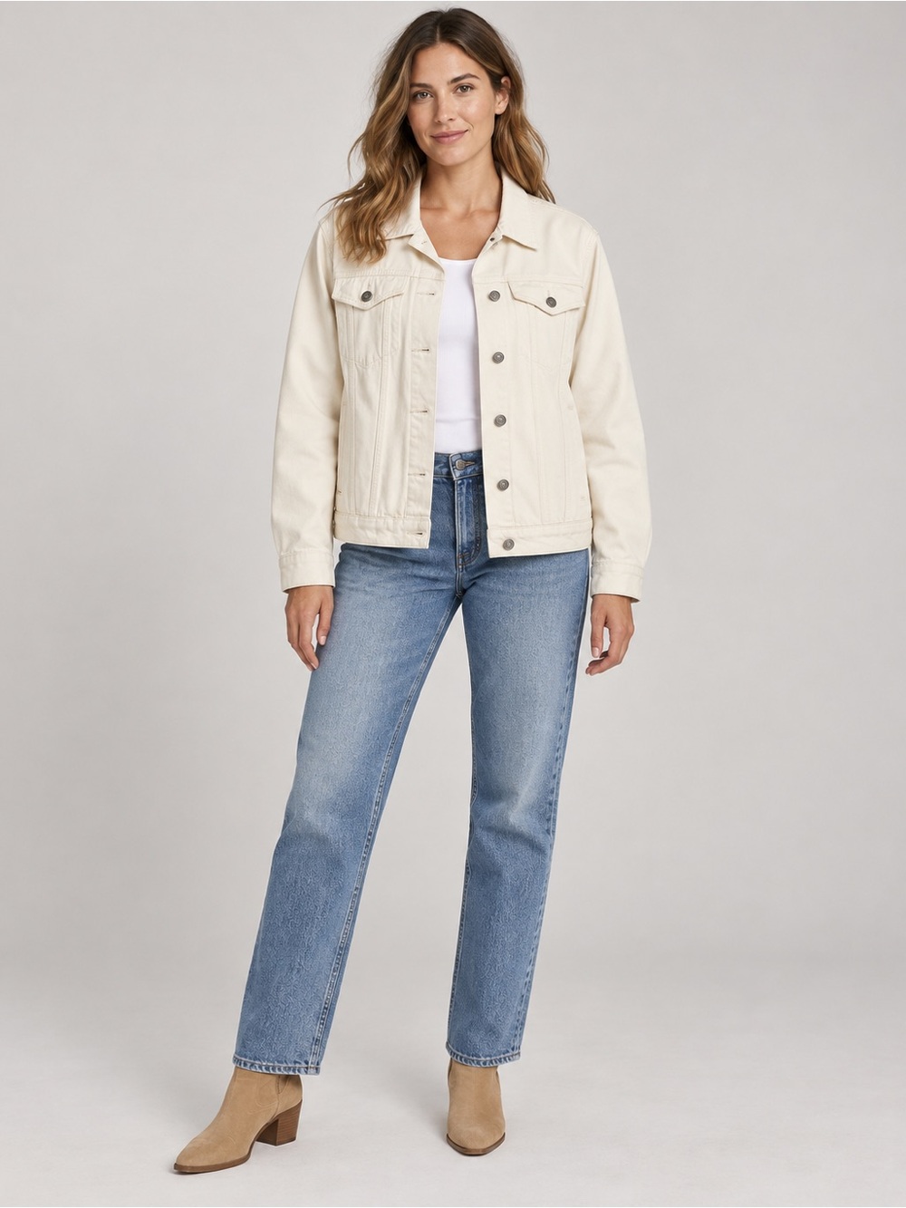Lucky Brand Women’s Ivory Denim Trucker Jacket XL 100% Cotton Classic